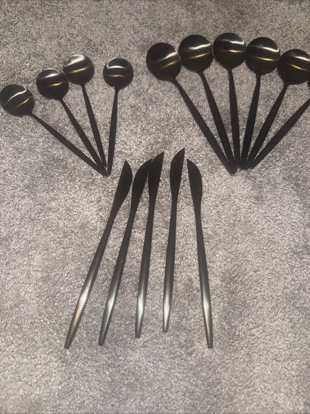 Odin Black 7 1/8 Brushed Stainless Steel Extra Heavy Weight Forged Knifes Spoons
